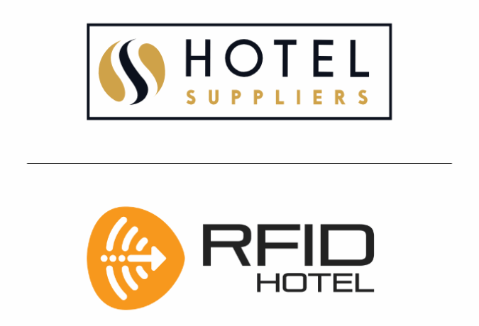 RFID Hotel and Hotel Suppliers partnership logo highlighting their collaboration to provide sustainable RFID key cards, key fobs, name badges, and eco-friendly hotel solutions.