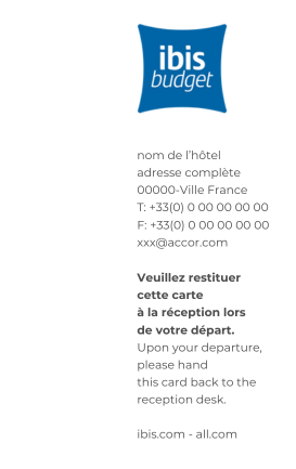 ibis Budget Key Card