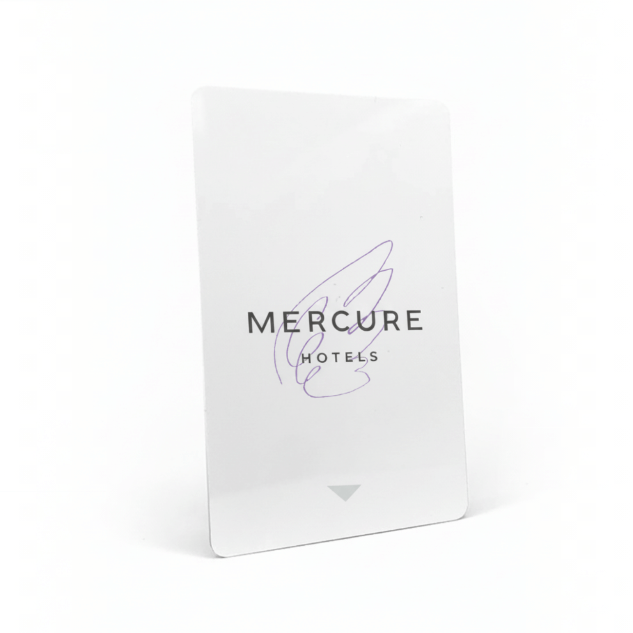 Mercure Hotels RFID key card with minimalist white design and grey logo